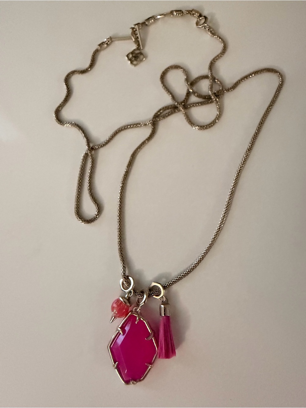 PROTO Kendra Scott Charm Necklace in Pink Agate and Gold